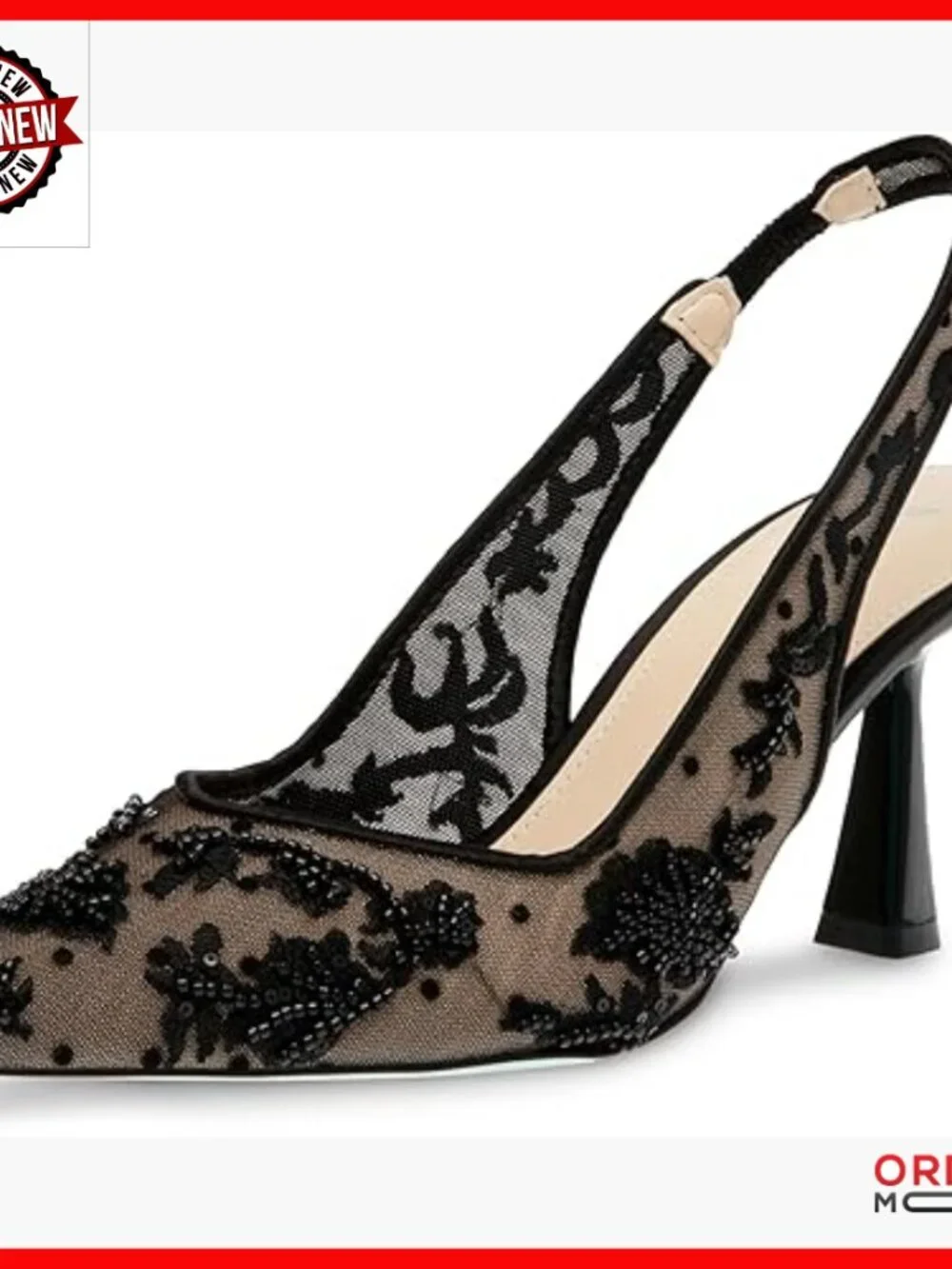 Pointed Toe Slingback Pumps, Size 8, Black Patent Leather